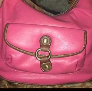Pink and brown purse